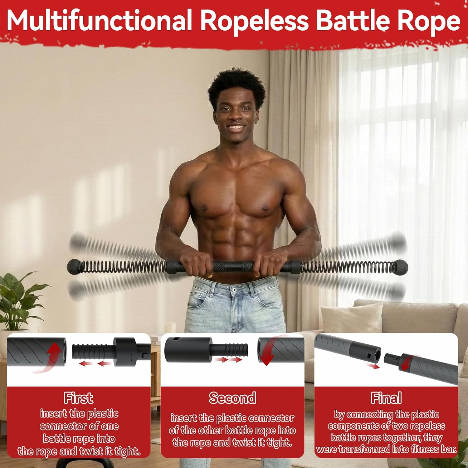 2-in-1 Cordless Battle Rope Po - Crossfit Training ulasan dan harga